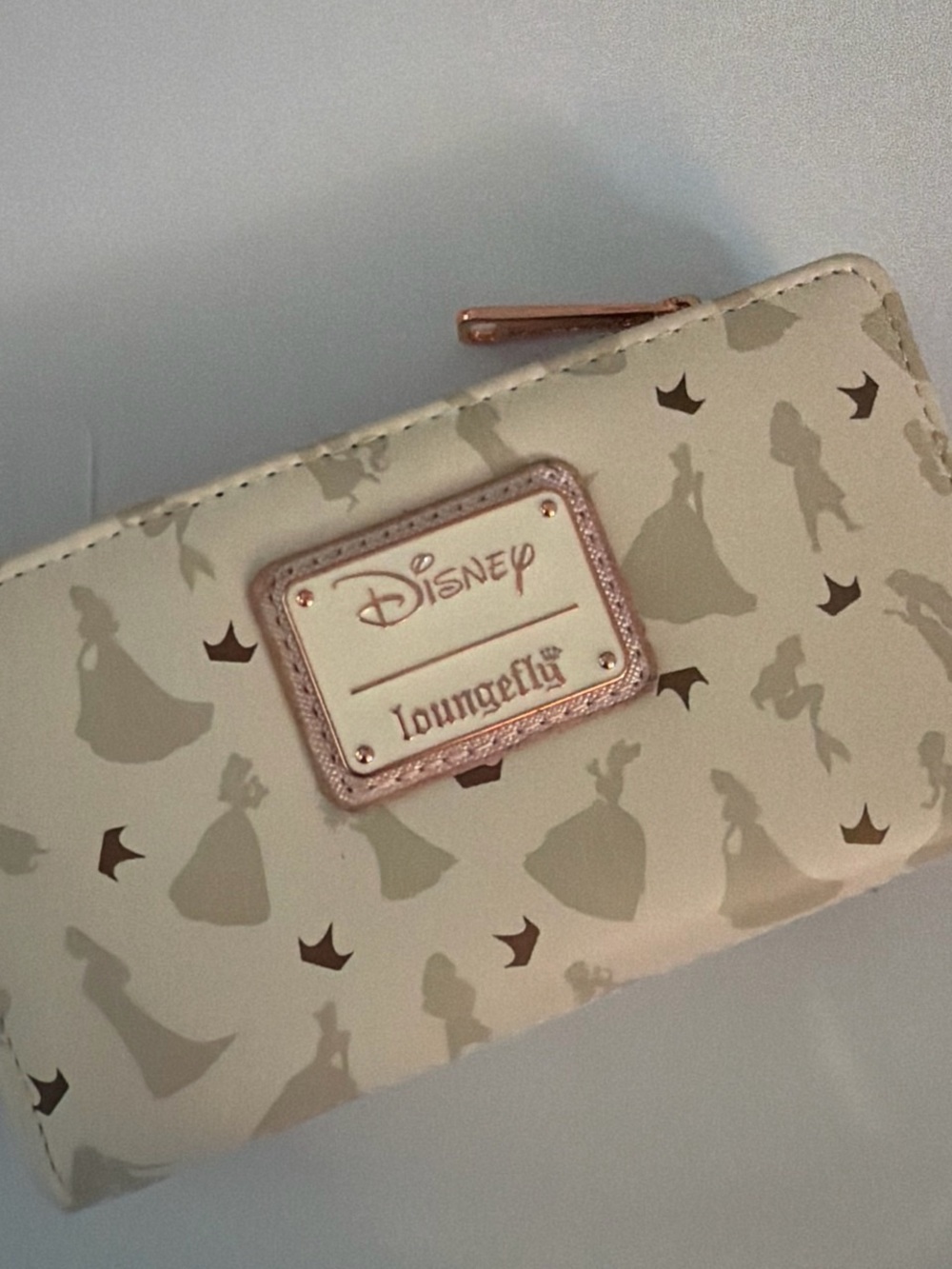 Loungefly Cream Disney Princess Silhouette Wallet with Rose Gold Plaque